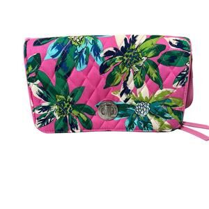 Vera Bradley Tropical Paradise Turnlock Crossbody Bag Wallet